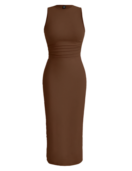 DRESS Brown Sleeveless
