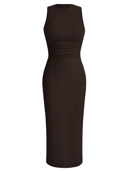 DRESS Coffee Sleeveless