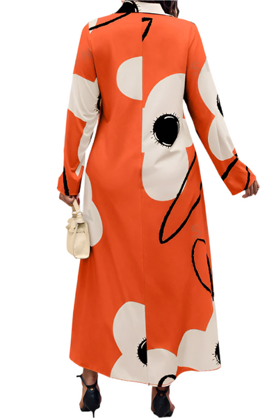 Shirt Dress Orange Flowers