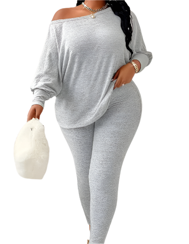 GREY SOFT KNIT 2pc Top/Pant