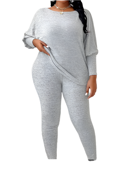 GREY SOFT KNIT 2pc Top/Pant