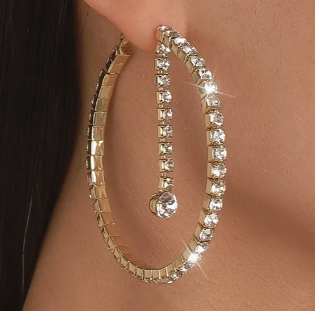 GLITZ DROP HOOPS gold