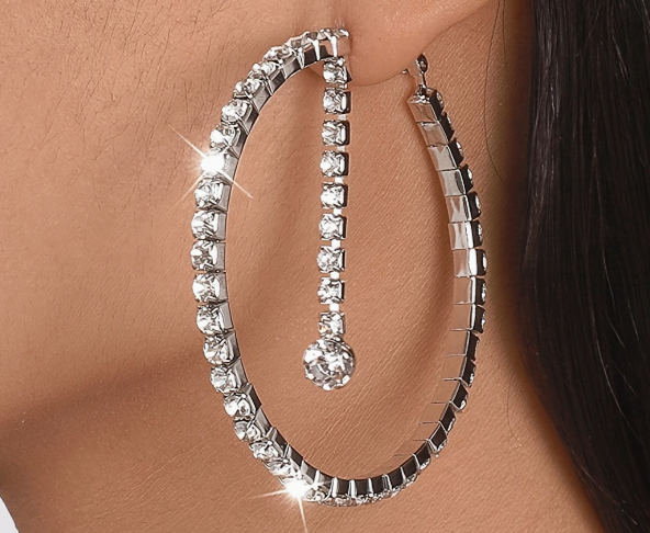 GLITZ DROP HOOPS silver